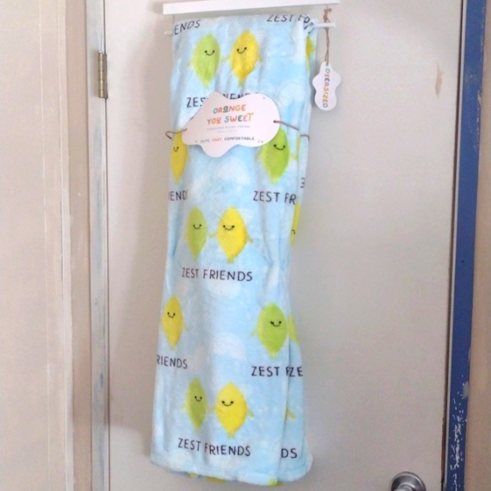 Oversized plush throw zest friends lemon and lime blanket